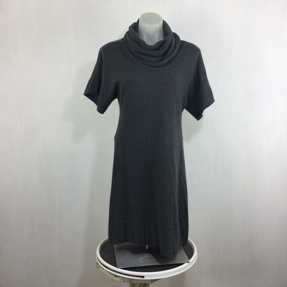 Ronen Chen Sweater Dress Cotton Blend Cowl Neck Short Sleeve Gray Sz 1 US 6 - Picture 7 of 8